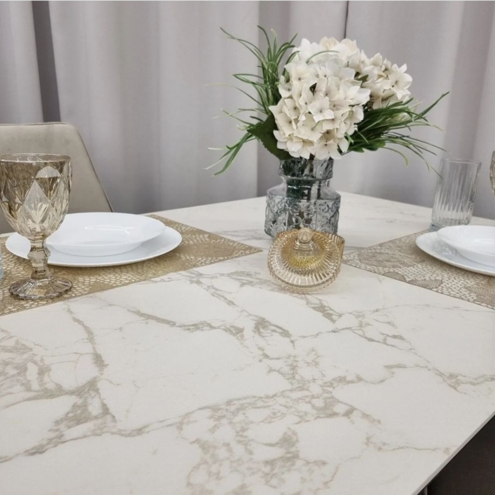 Стол РИО 120х80 керамика Calacata Vaglioro/ муар черный нераздвижной - купить в Озерце