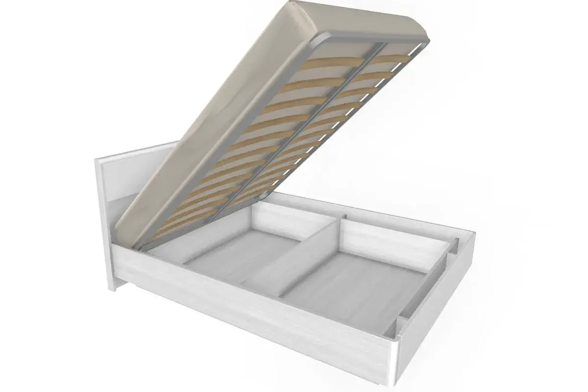 Кровать КР-4003-СЯ-БГ 160х200 (Снежный Ясень/Белый Бриллиант Глянцевый) - купить в Озерце