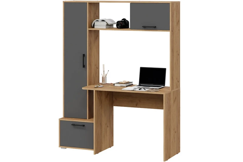 Стол письменный Тип 15 (Дуб Крафт Золотой/Графит Серый) — Мебель-центр Озерцо