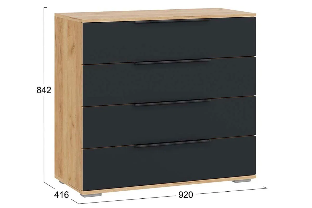 Комод Джоли (Дуб Крафт золотой/Графит матовый) — Мебель-центр Озерцо