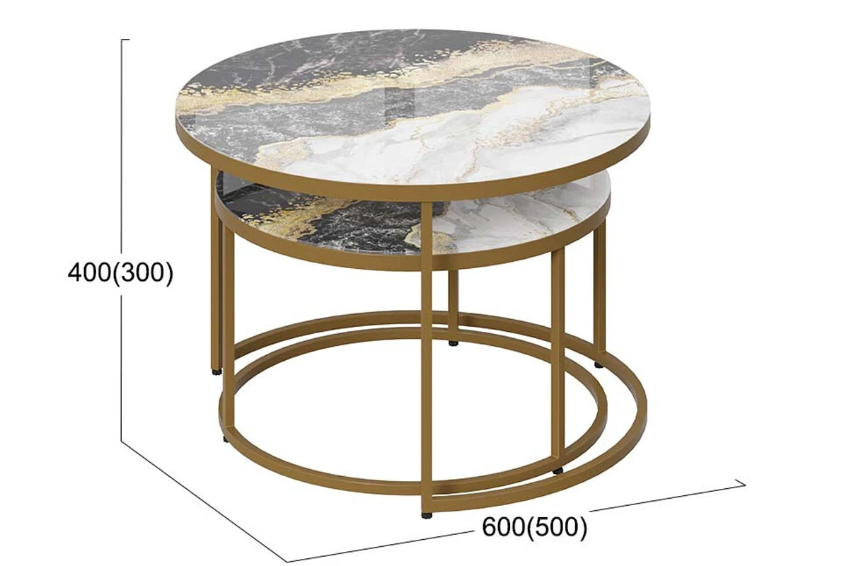 Стол журнальный Вега (Золото/Стекло Золотой мрамор) — Мебель-центр Озерцо