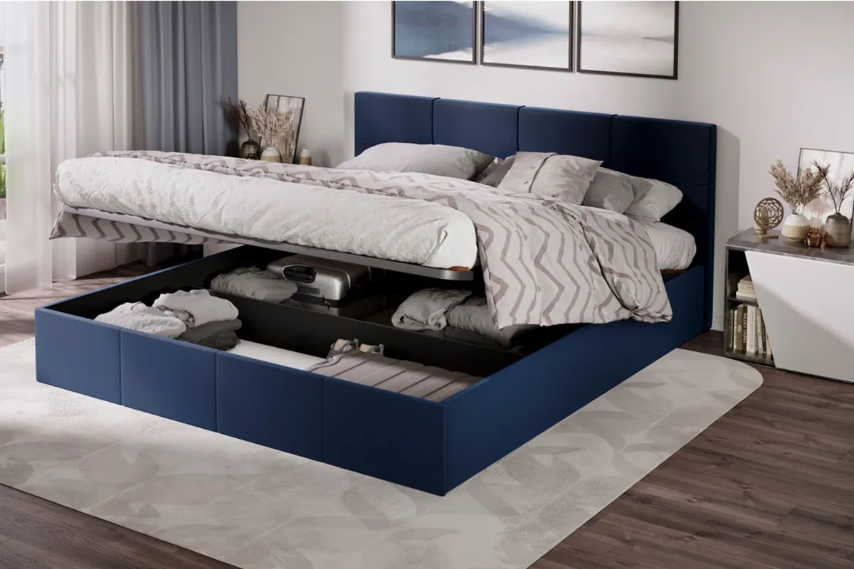 Кровать Лора с ПМ и заглушиной 180х200 (Велюр / Confetti Blue) - купить в Озерце