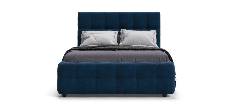 Босс Кровать+ПМ 140*200 Велюр Монолит синий - купить в Озерце