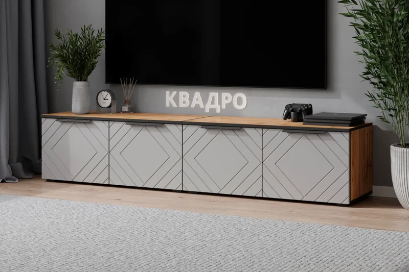 Тумба ТВ Квадро №12 (Дуб вотан / Мартини) — Мебель-центр Озерцо