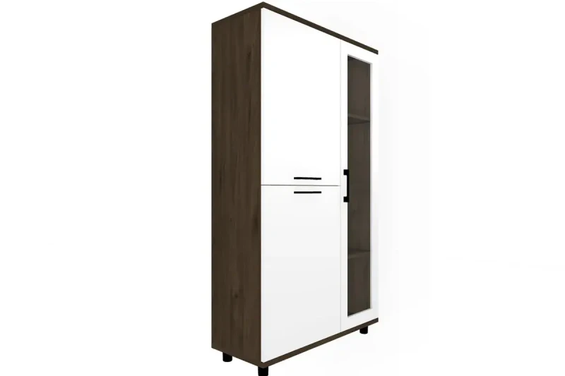 Шкаф многоцелевой ШК-5081-ГТ-БГ (Гикори Джексон Темный/Белый Бриллиант Глянцевый) в мебель-центре Озерцо