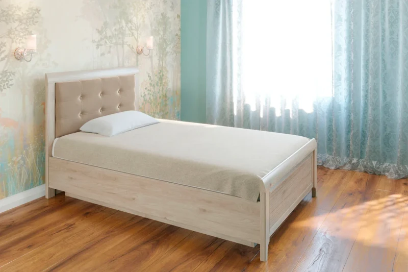 Кровать КР-1031-ГС-В 120х200 (Гикори Джексон светлый/Велюр) - купить в Озерце