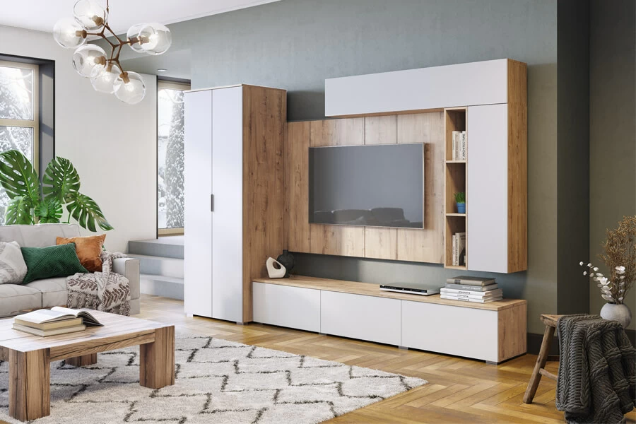 Шкаф для одежды 2-х дверный Сканди 800 (Дуб бунратти/Белый бланш) в мебель-центре Озерцо