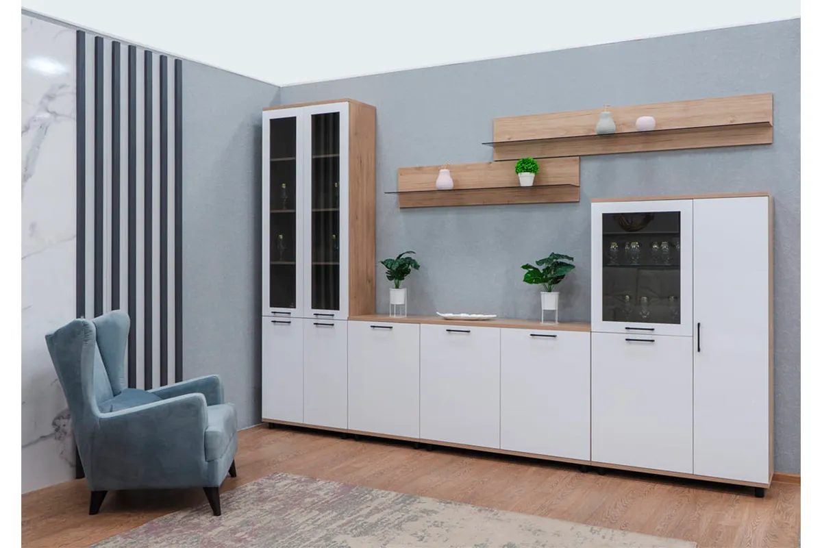 Шкаф многоцелевой ШК-5035-ГС-БГ (Гикори Джексон Светлый/Белый Бриллиант Глянцевый) в мебель-центре Озерцо