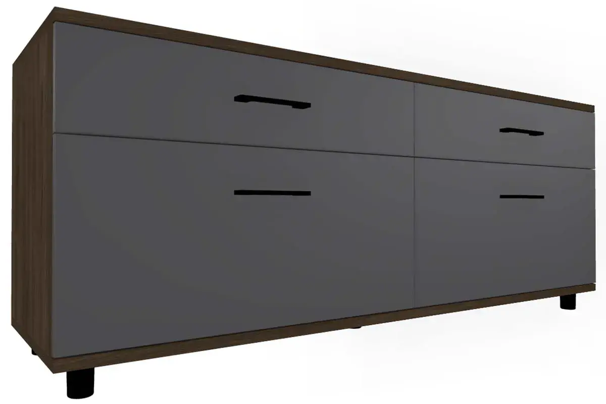 Гостиная Грейс комплект 7 (Гикори Джексон Темный/Антрацит Матовый) — Мебель-центр Озерцо