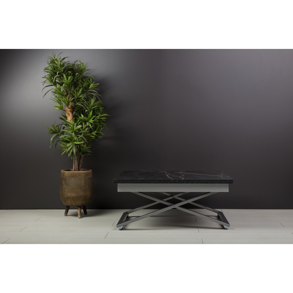 Стол-трансформер APOLLO мрамор черный/серебро подстолье - купить в Озерце