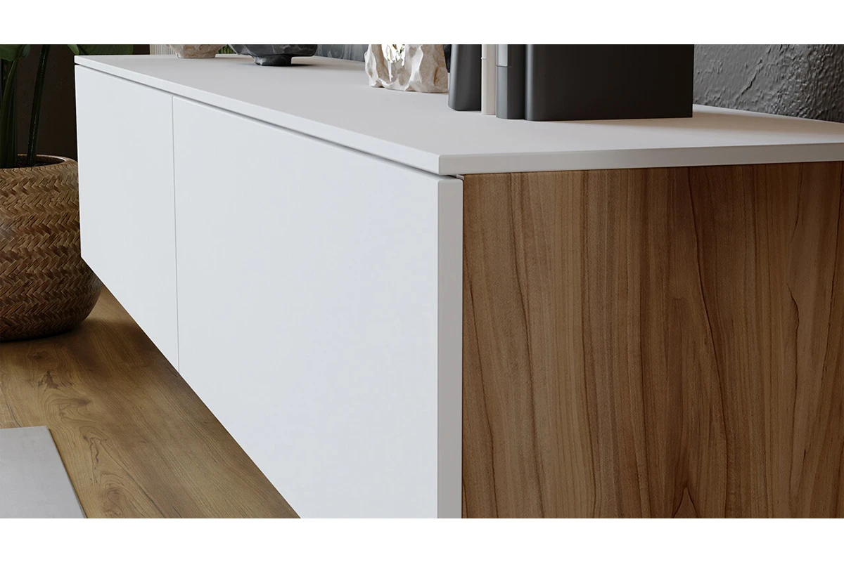 Гостиная Порто №1 ГН-393.001 (Яблоня Беллуно/Белый софт) — Мебель-центр Озерцо