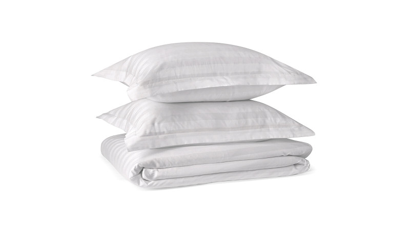 Постельное белье Askona Comfort Stripe, цвет Белый односпальный 140x205, без простыни в мебель-центре Озерцо