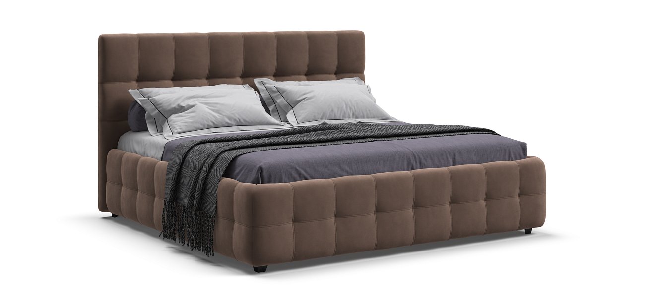 Босс Кровать+ПМ 180*200 Велюр Монолит мокко - купить в Озерце