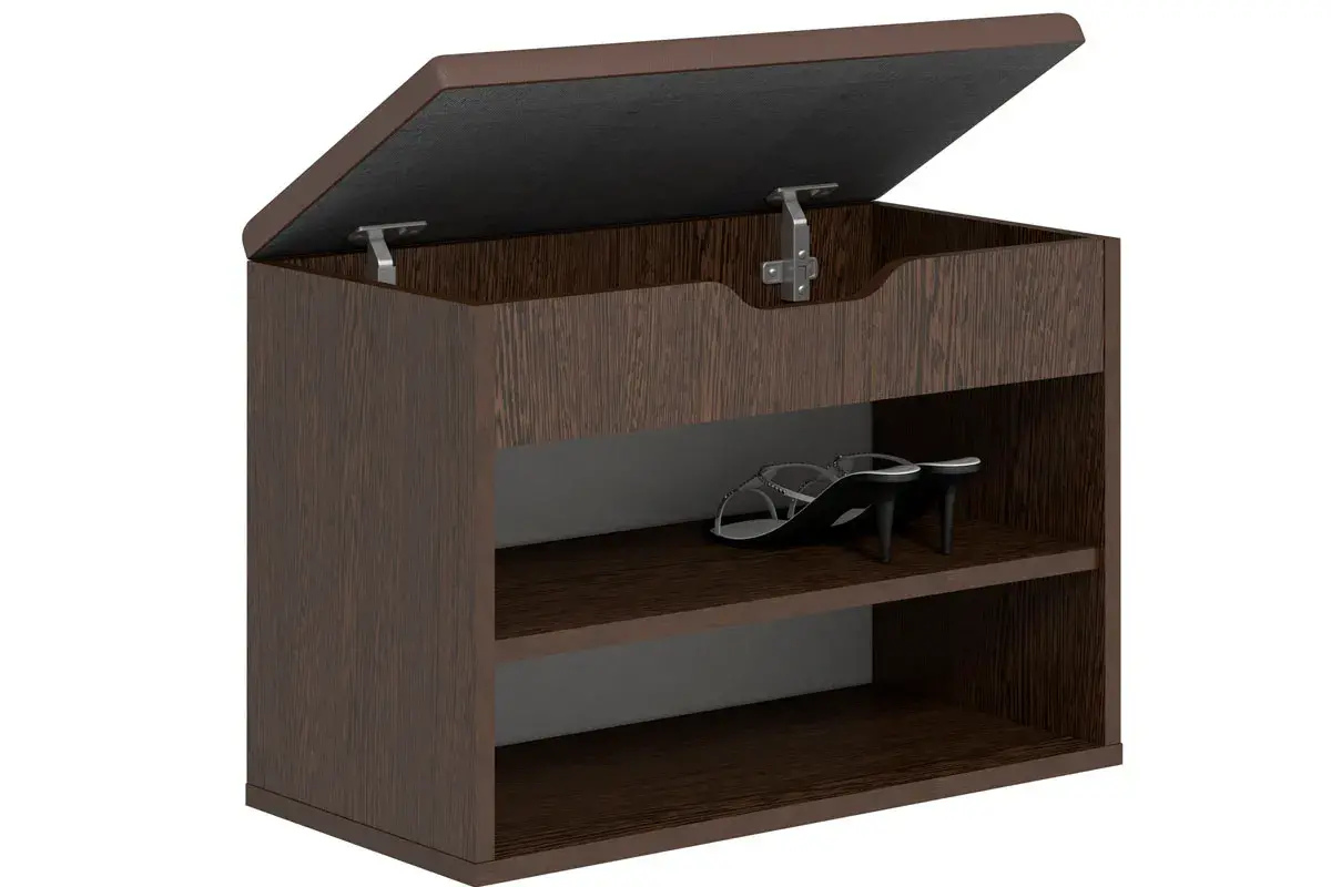 Тумба для обуви Лаки Тип 1 (Венге Цаво /Экокожа Коричневая) — Мебель-центр Озерцо