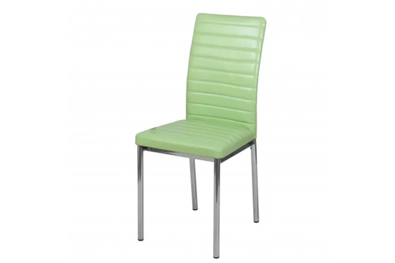 Стул мягкий Лина каркас зерк. хром, экокожа (Экотекс 3006 светло-фисташковый) СРП 009 - купить в Озерце