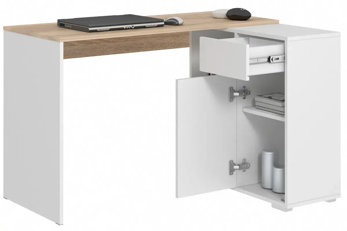 Стол письменный Лаки тип 4 (Дуб Сонома/Белый) — Мебель-центр Озерцо