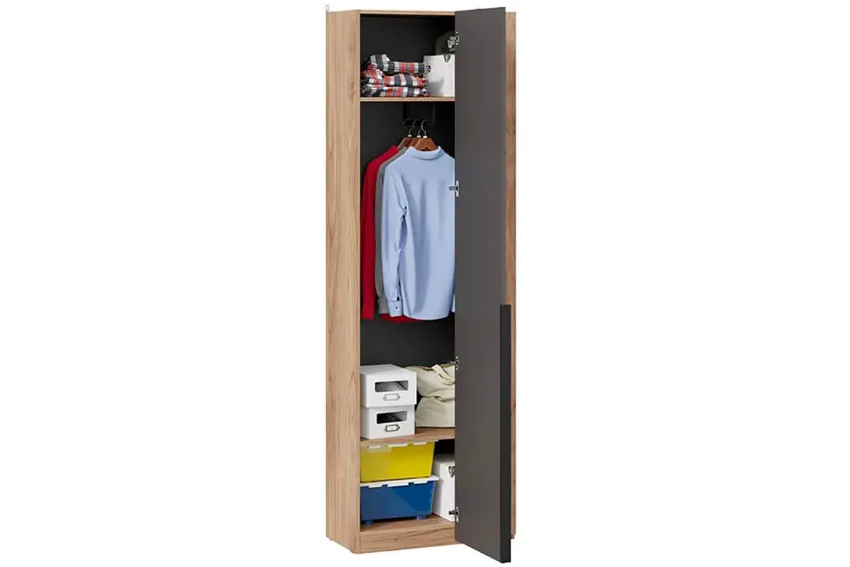 Шкаф угловой с 1 глухой дверью Порто СМ-393.07.231 (366) (Яблоня Беллуно/Графит софт) в мебель-центре Озерцо