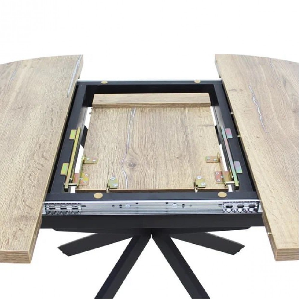 Стол ПАРМА круглый d100/135 дуб олово/муар черный - купить в Озерце