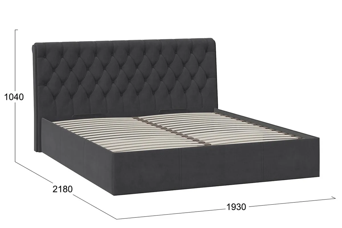 Кровать двойная Скарлет универсальная 180х200 с ПМ Тип 1 (Велюр/Графит) - купить в Озерце