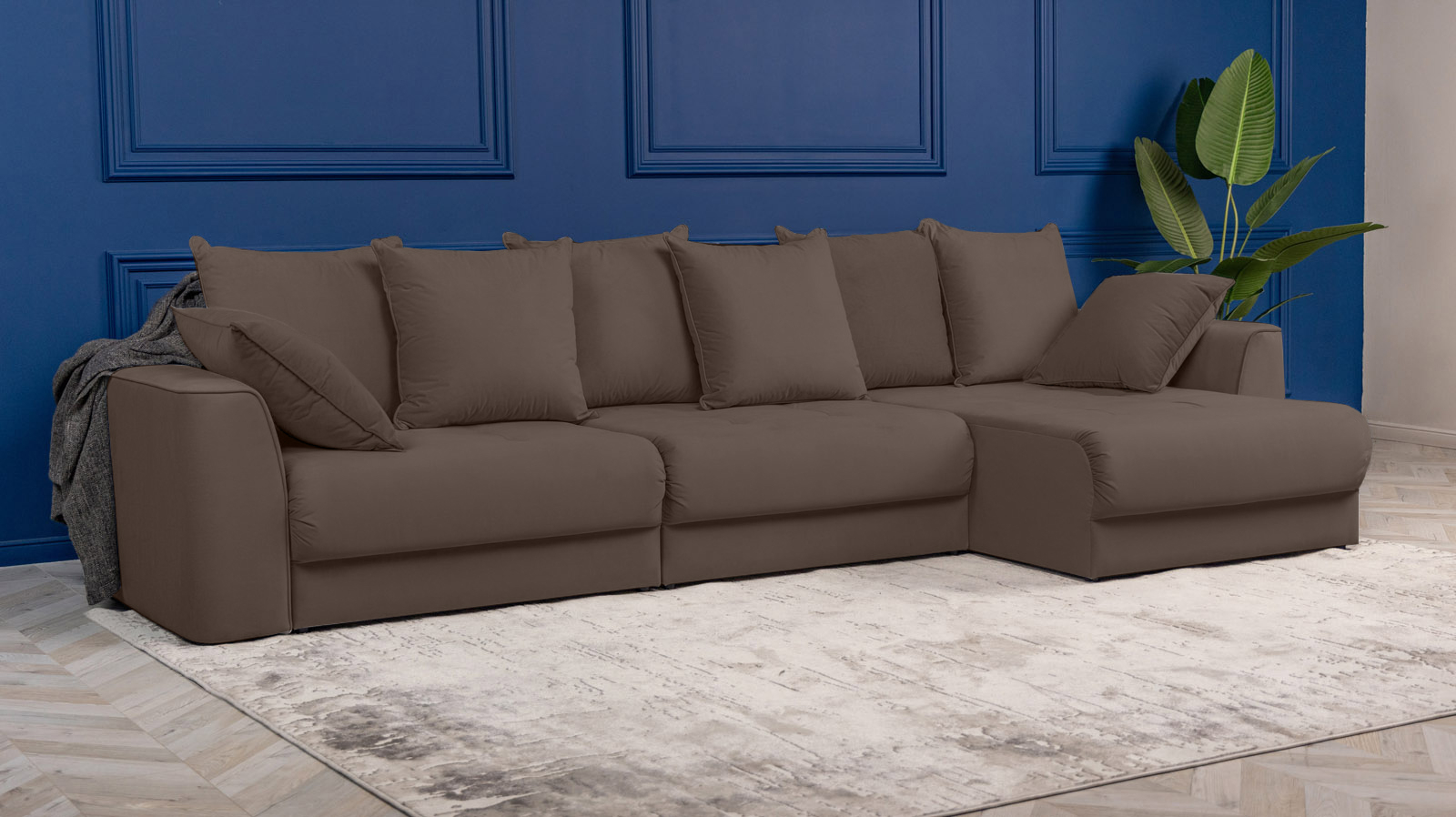 Диван угловой Monako New, Тк. Sky Velvet 02 156x356 — купить в Озерце