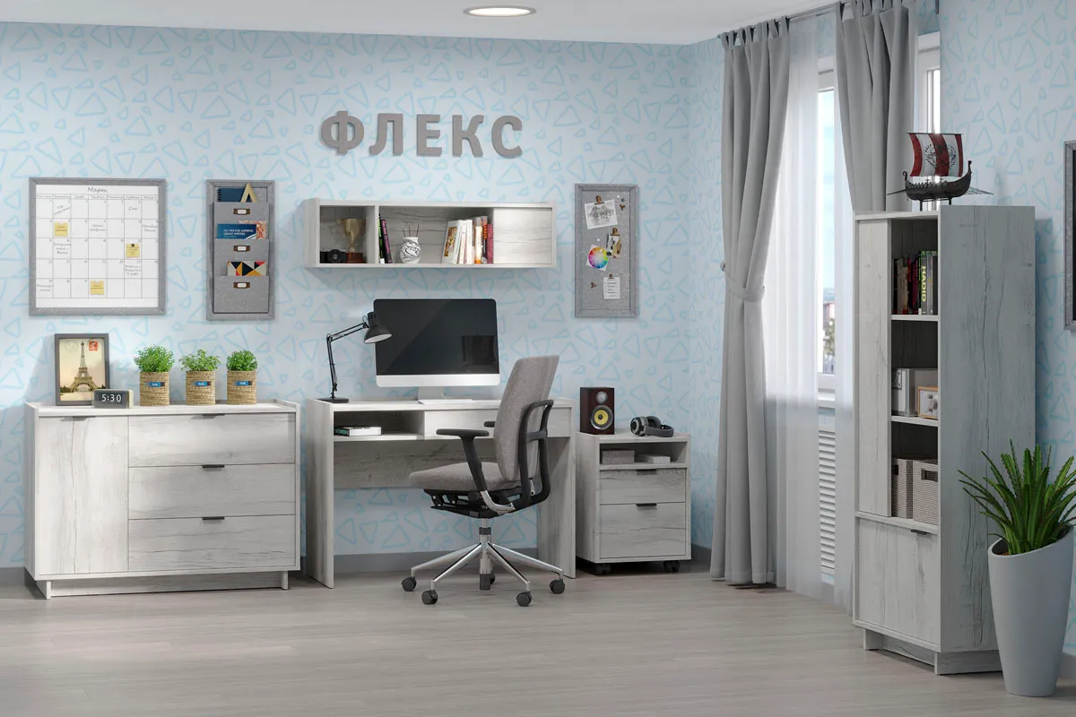 Стол письменный Флекс 15 (Дуб Шавиниган) — Мебель-центр Озерцо