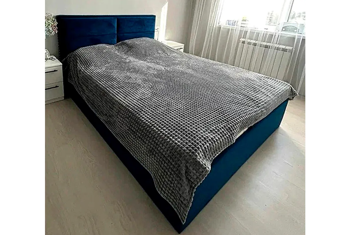 Кровать Лора с ПМ 160х200 (Велюр/Confetti Blue) - купить в Озерце