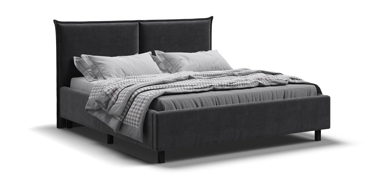 Кровать ЛЕО 160 Вельвет CORD графит - купить в Озерце