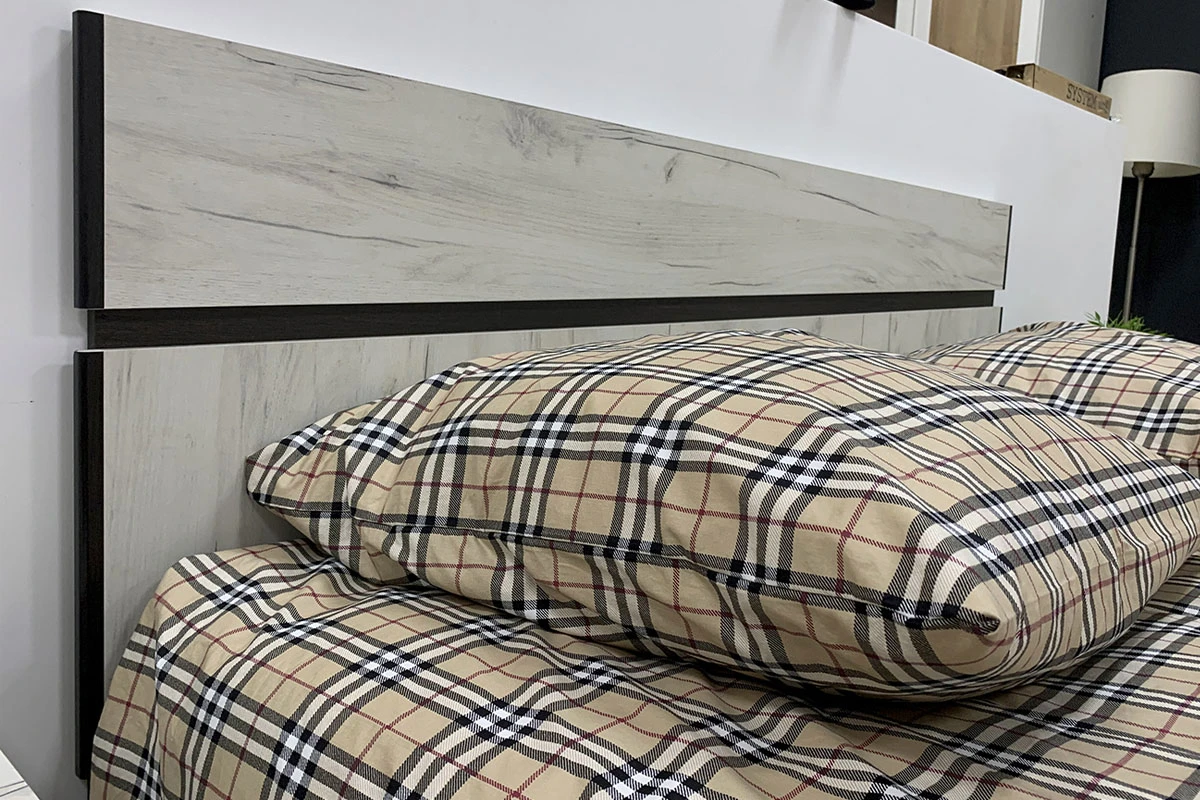 Кровать Крафт КТ3в 140х200 с ПМ (Дуб Крафт белый/Венге) - купить в Озерце