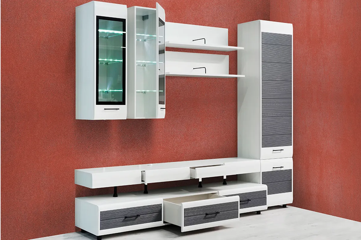 Тумба ТБ-2671 (Снежный Ясень-фасад Серый) — Мебель-центр Озерцо