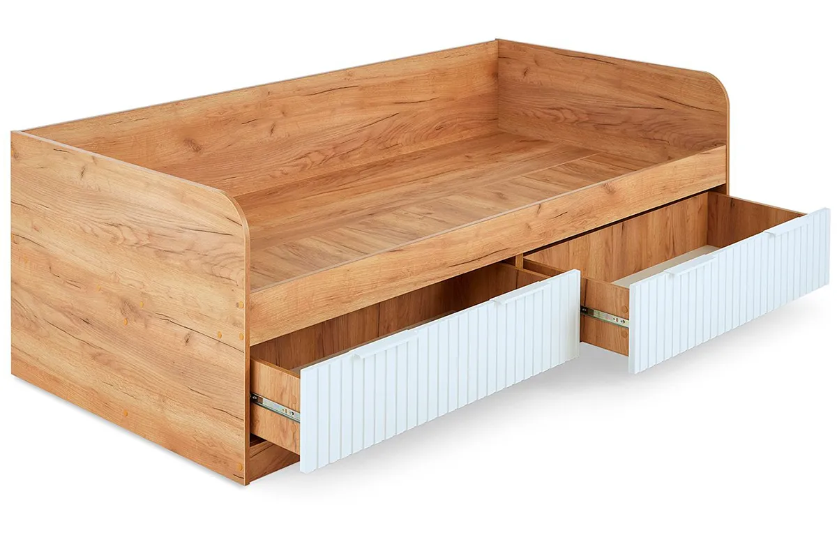 Кровать комбинированная Хилтон 90х200 Тип 1 (Дуб Крафт Золотой/Белый матовый) - купить в Озерце