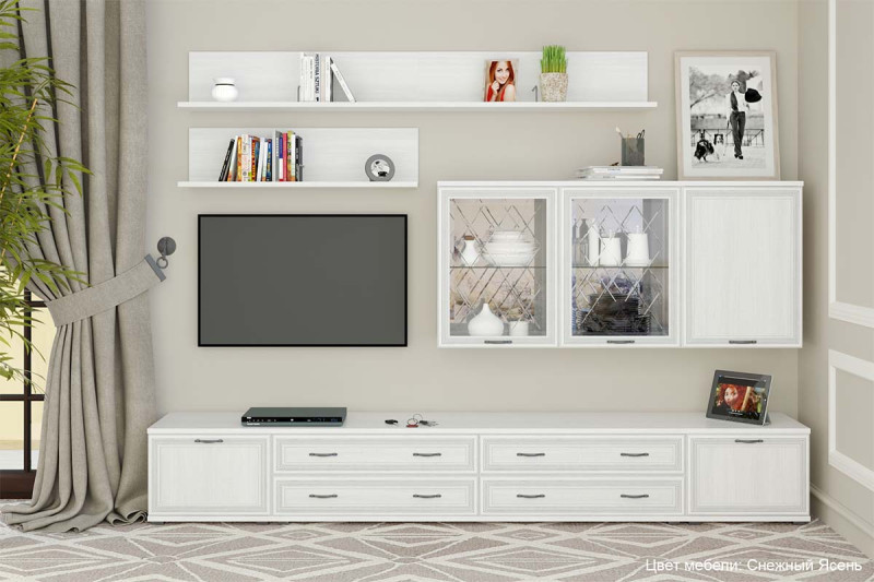 Гостиная Карина-10 (Снежный Ясень) — Мебель-центр Озерцо