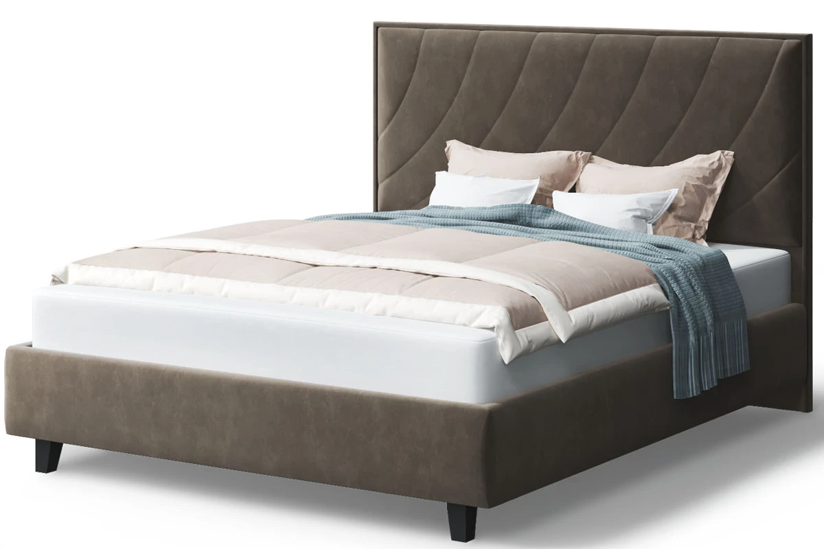 Кровать на опоре София с ПМ и бельев. ящ 140х200 (Бренди лайт 29/Коричневый) - купить в Озерце