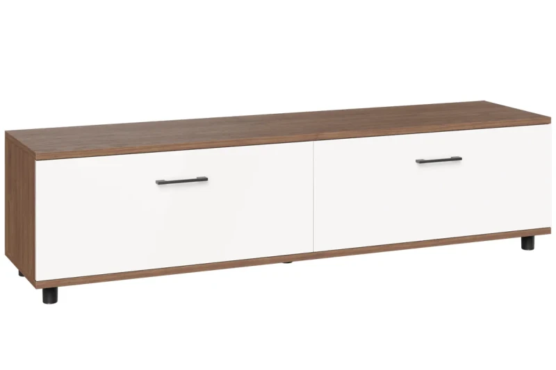 Тумба ТБ-5038-ГТ-БГ (Гикори Джексон Темный/Белый Бриллиант Глянцевый) — Мебель-центр Озерцо