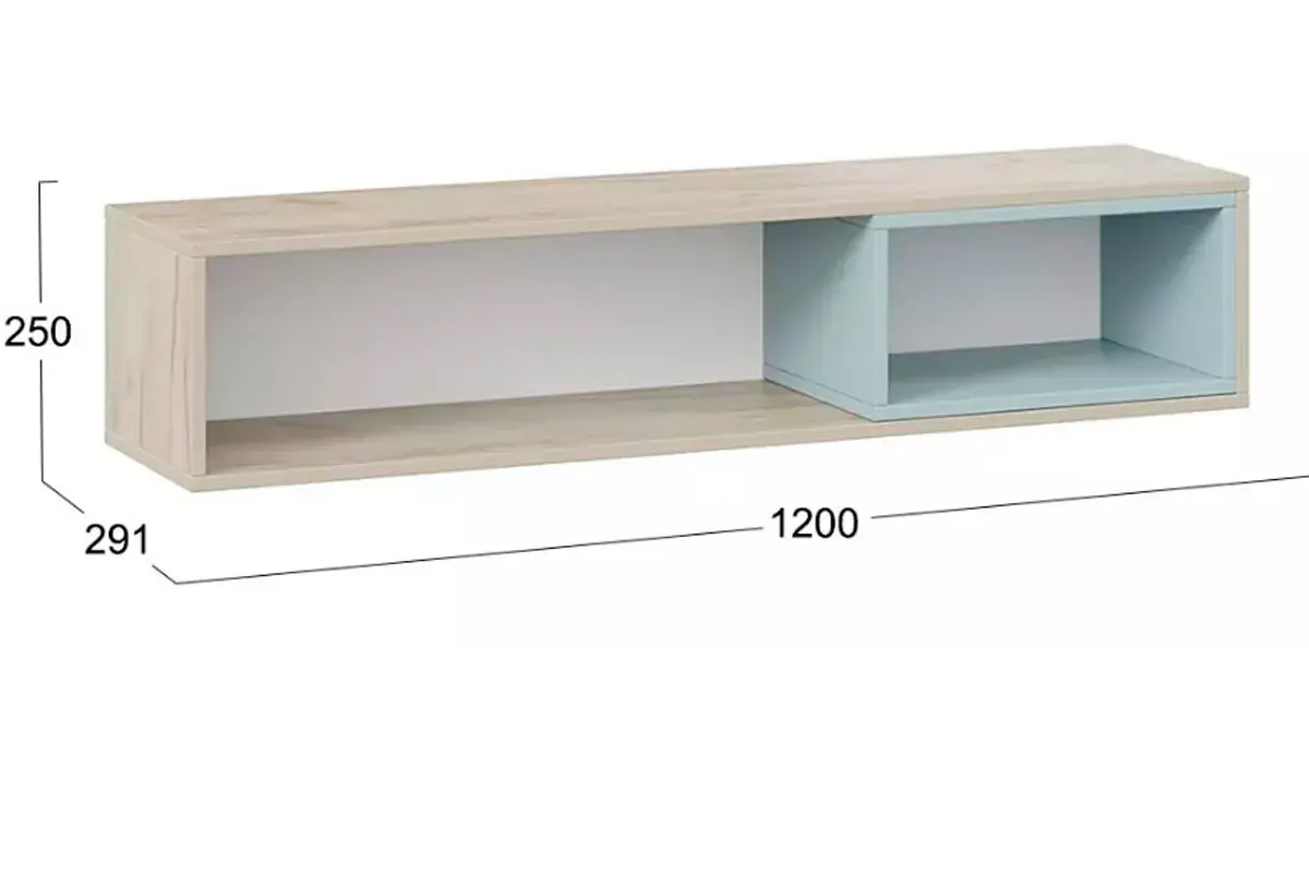 Полка настенная Оливер (Дуб Крафт серый/ Белый /Серо-голубой) — Мебель-центр Озерцо