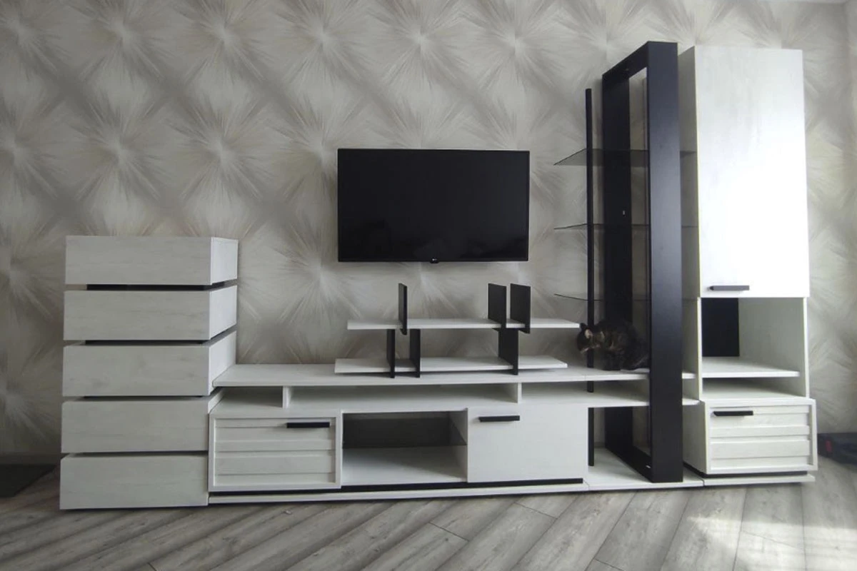 Стеллаж 25 Oslo (Бетон Пайн светлый/Черный) в мебель-центре Озерцо