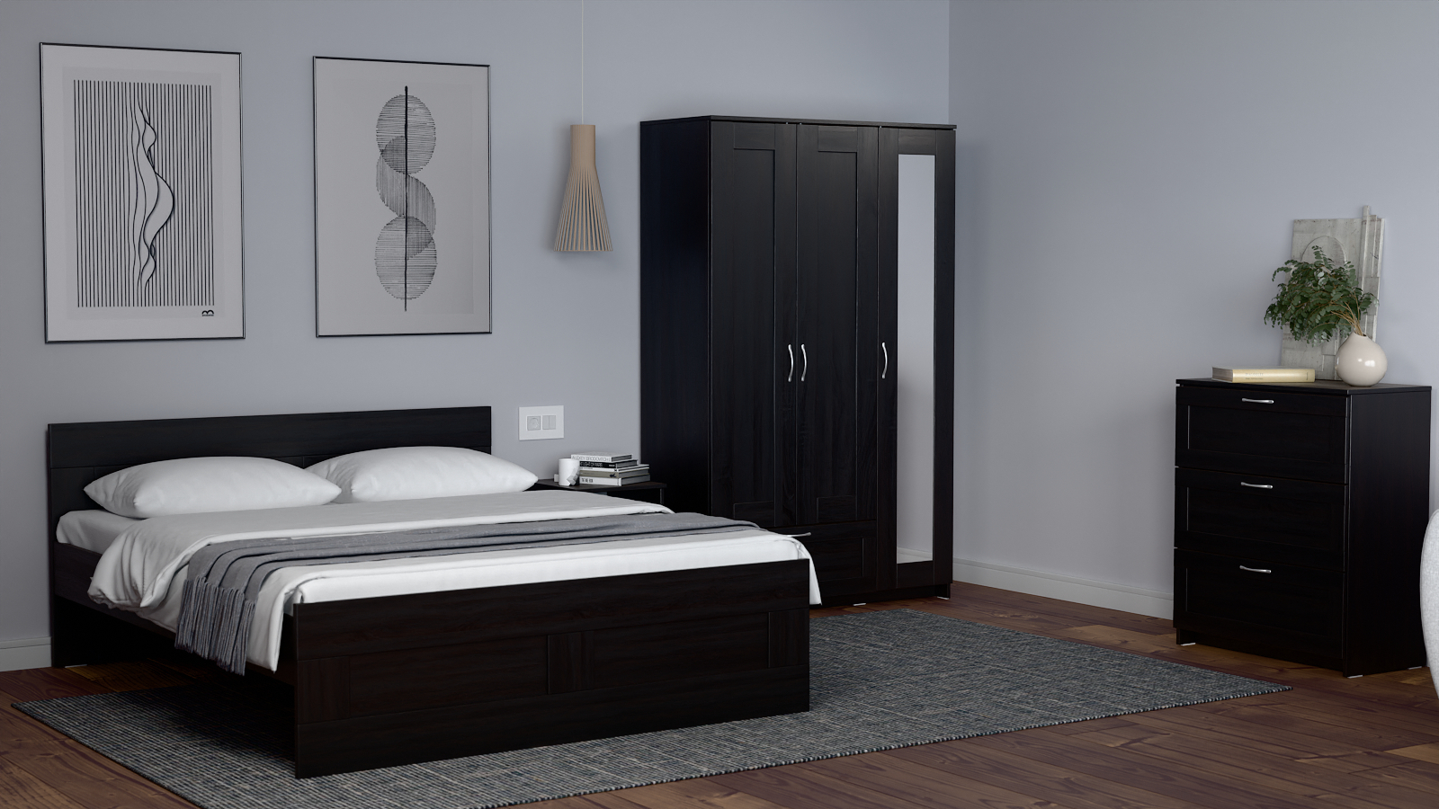 Шкаф трехдверный с ящиком Istra, цвет Дуб Венге 50x117 — купить в Озерце