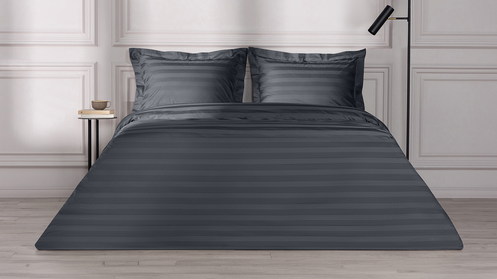 Постельное белье Askona Comfort Stripe 2.0 (односп.), цвет: Graphite 140x205, без простыни в мебель-центре Озерцо