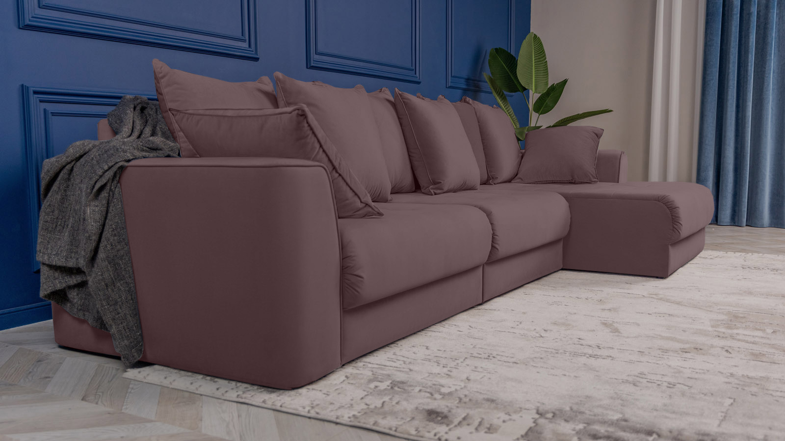 Диван угловой Monako New, Тк. Casanova Lilac 156x356 — купить в Озерце