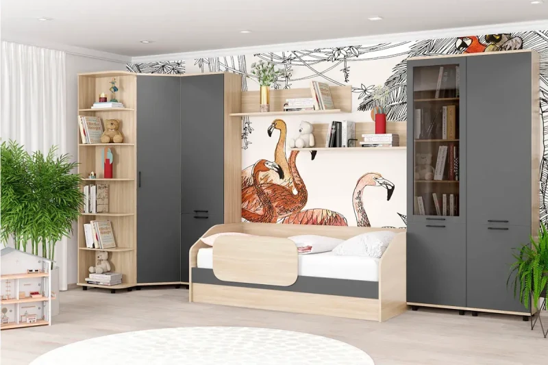 Детская Грейс композиция 4 (Ясень Асахи/Антрацит Матовый) — Мебель-центр Озерцо