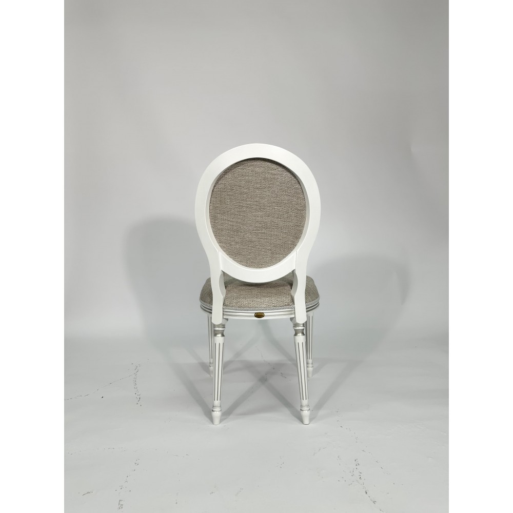Стул LEONARDO белый+серебро/рогожка+цветы - купить в Озерце