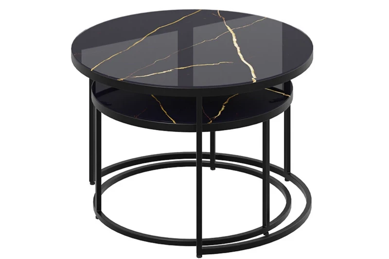 Стол журнальный Вега (Черный/Стекло Черный золото) — Мебель-центр Озерцо