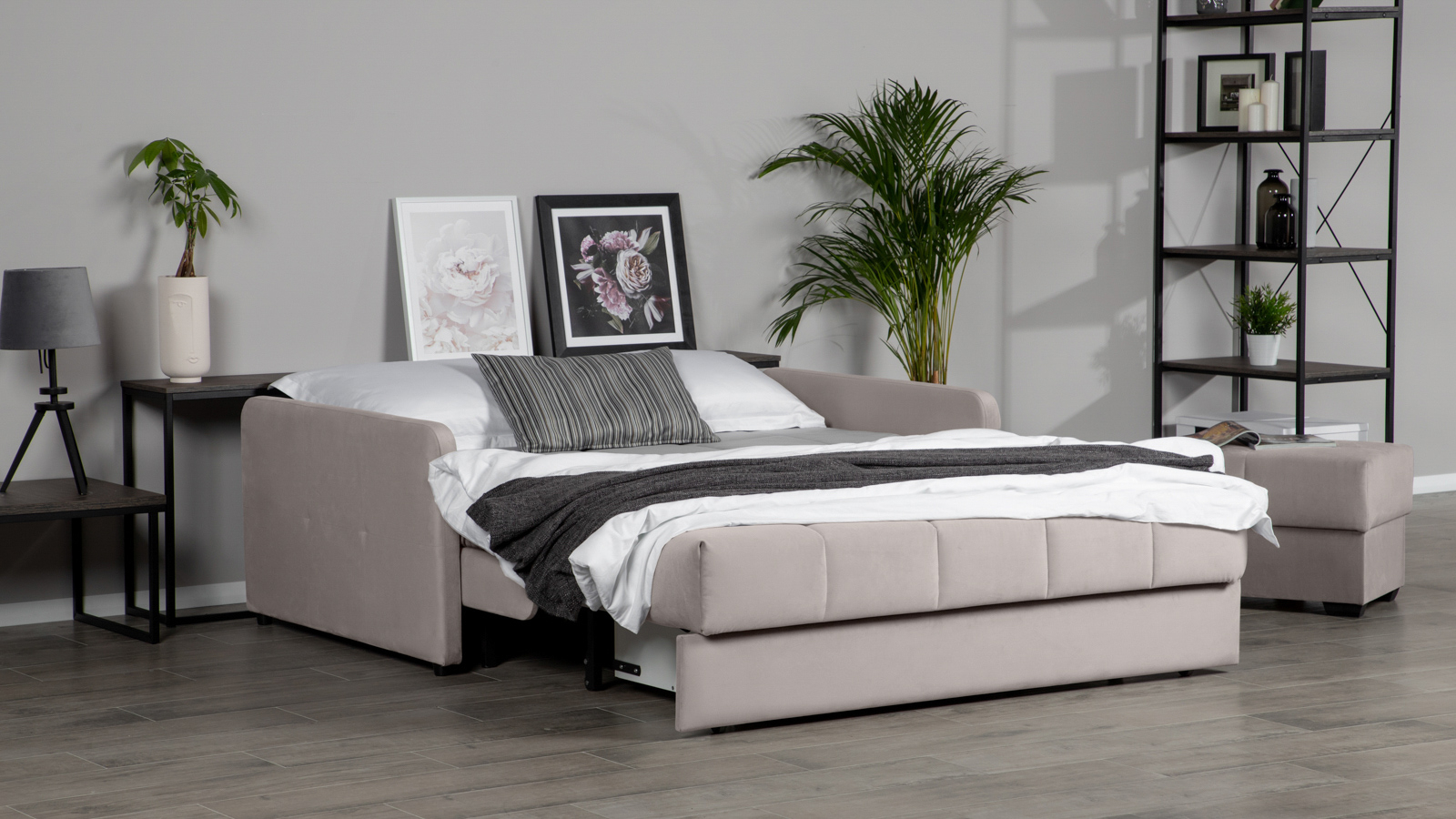 Диван - кровать Domo Pro с узкими подлокотниками, стежка квадрат, ткань Casanova Grey 160x216 — купить в Озерце