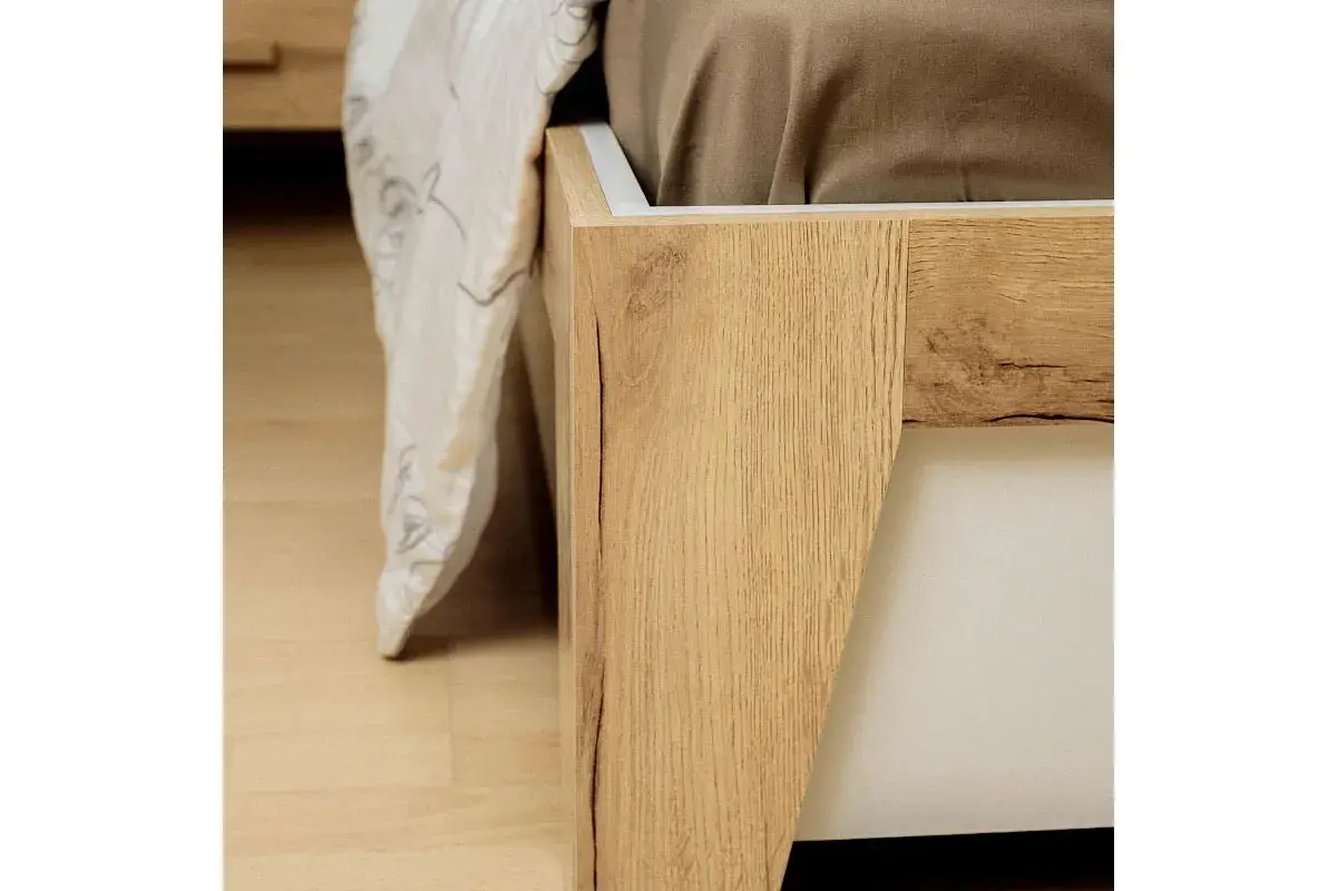 Кровать Айрис 307 Люкс с ПМ 160х200 (Белый/Дуб золотистый) - купить в Озерце