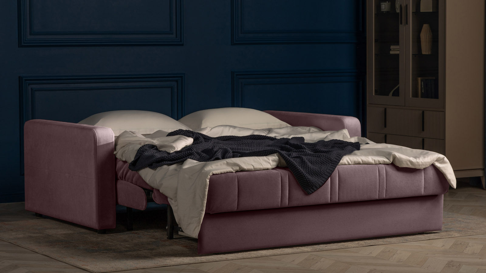Диван - кровать Domo Pro стежка ромб, ткань Casanova Lilac 160x216 — купить в Озерце