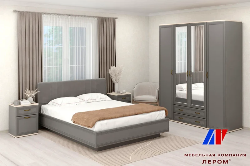 Готовый комплект для спальни СК-1022-АС-СО-В (Ясень Асахи/Серый Оникс/Велюр) - купить в Озерце