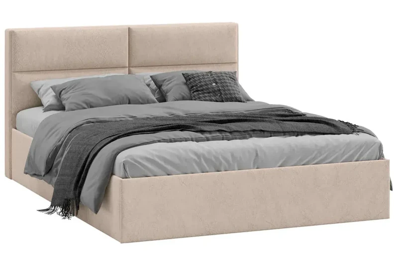 Кровать универсальная Глосс Тип 1 без ПМ 160х200 (Микровелюр/Wellmart Dark Beige) - купить в Озерце