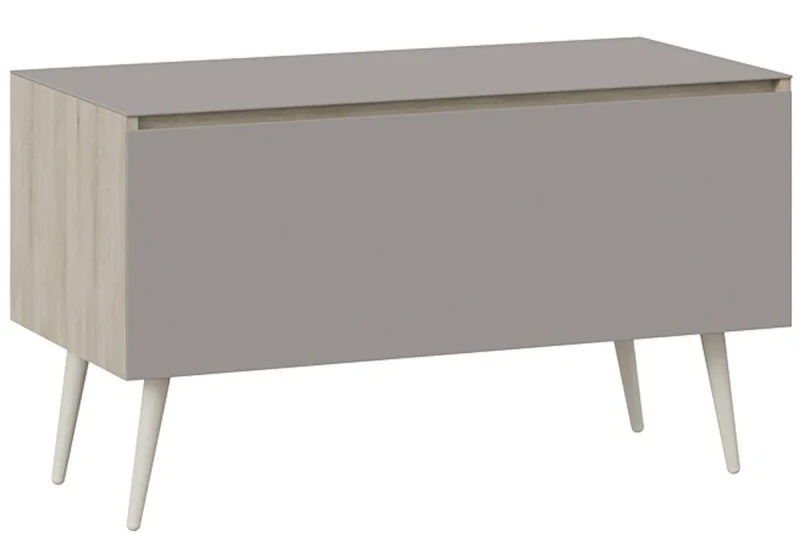 Тумба для теле-и радиоаппаратуры Глосс СМ-319.03.012 с опорами (Баттл Рок/Стекло Светлый Stone(St)/Бежевый) — Мебель-центр Озерцо