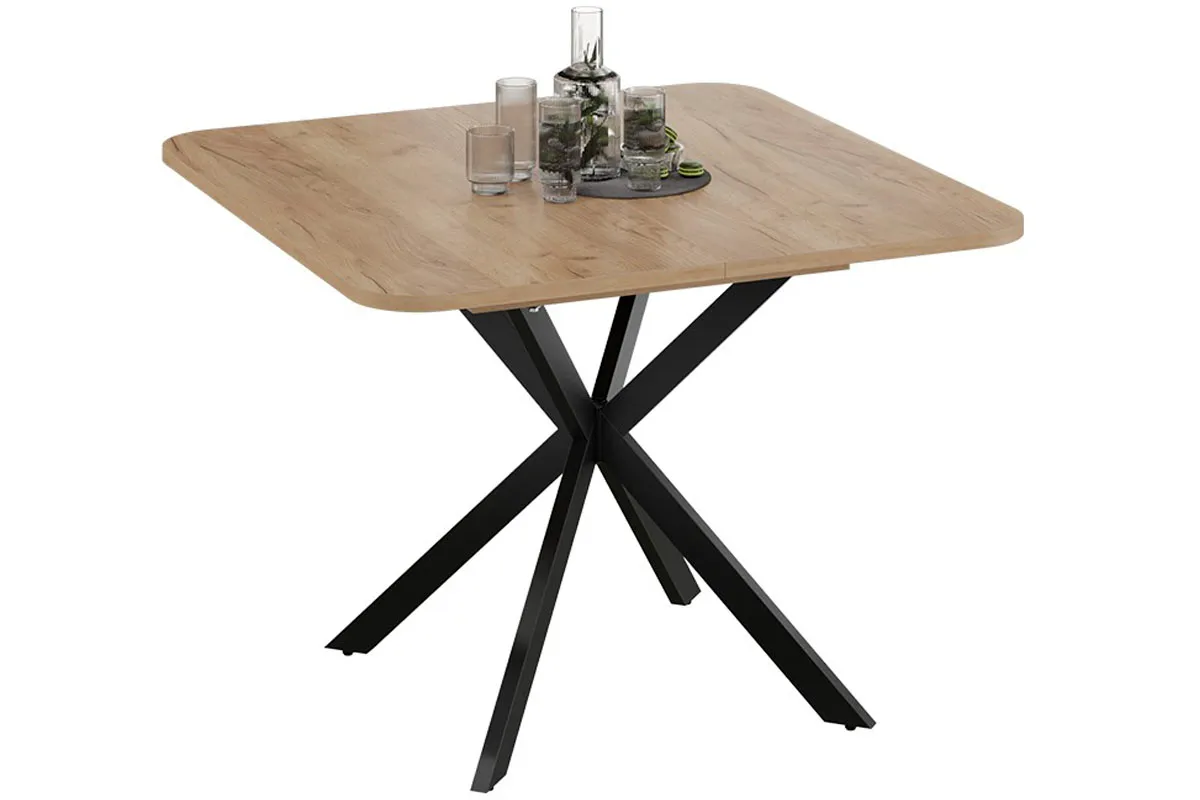 Стол обеденный Лиссабон раздвижной Тип 1 (Черный муар/Дуб Крафт золотой) - купить в Озерце