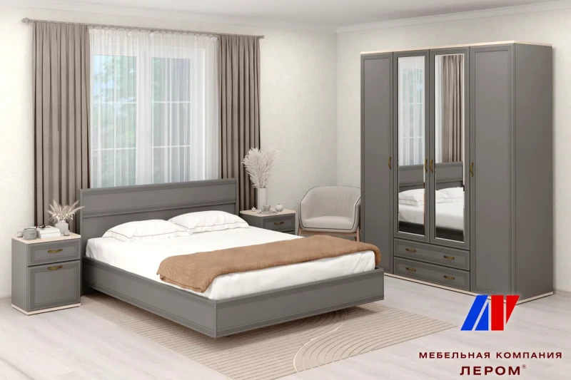 Готовый комплект для спальни СК-1023-АС-СО (Ясень Асахи/Серый Оникс) - купить в Озерце