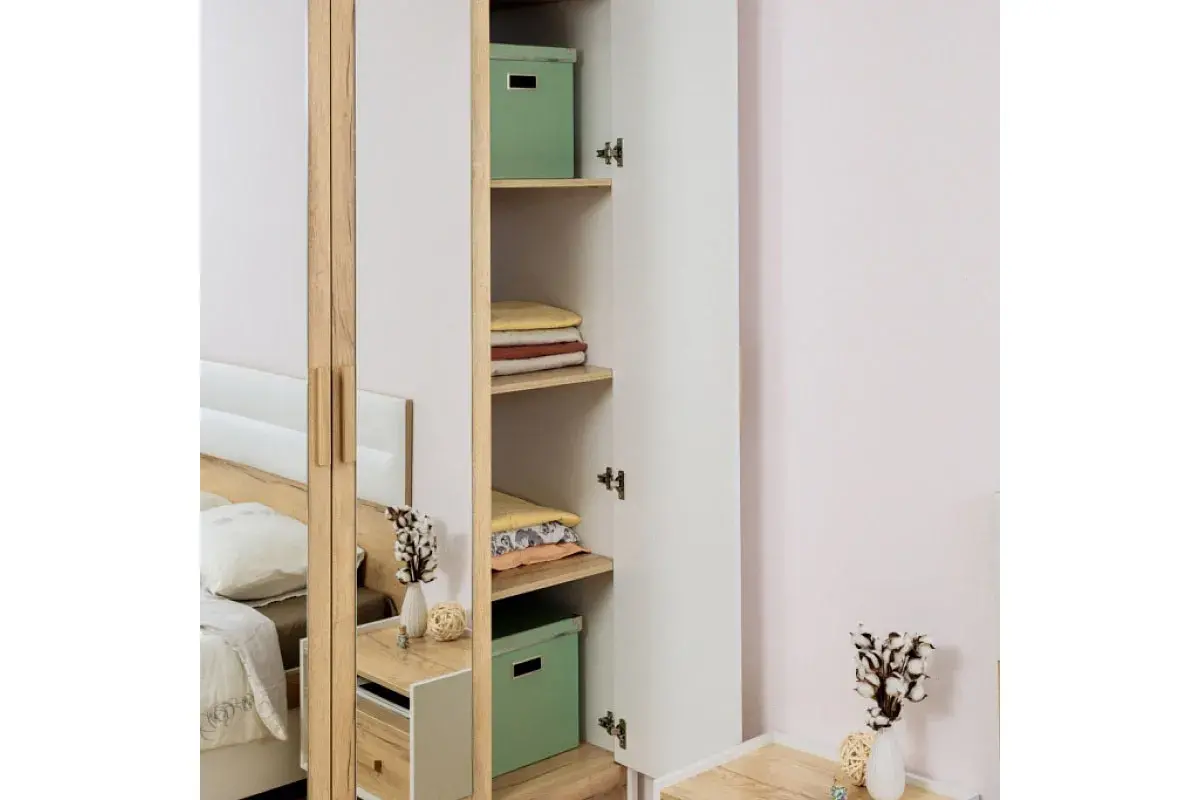 Айрис 555 Шкаф для одежды и белья (Белый/Дуб золотистый) в мебель-центре Озерцо